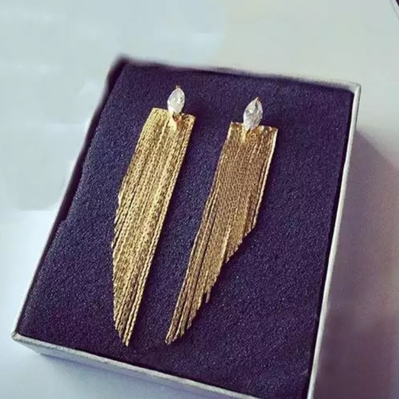 Gold plated tassels crystal earrings - Picture 5 of 6